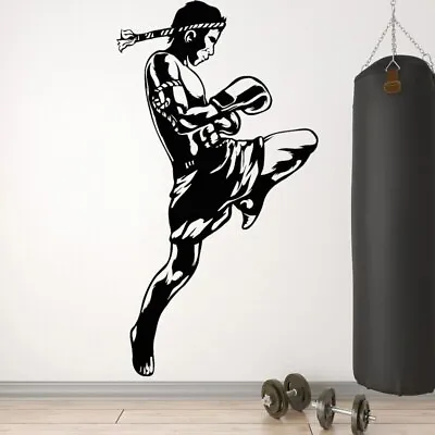 Thai Boxing Decal Muay Boxer Wall Stickers MMA Fight Skilling Decals Boys Room • $8.79