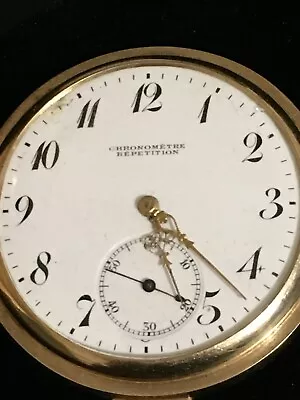 Swiss 14k Gold Quarter Repeater Pocket Watch. Chronometre  Repetition. • $2500