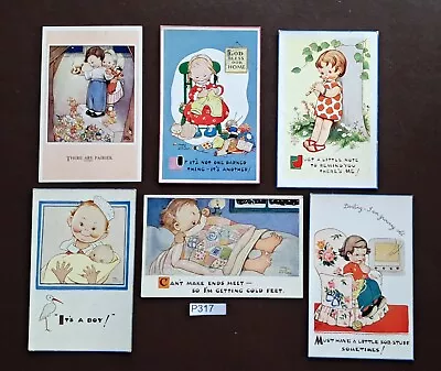 6 X Vintage Postcards Illustrated By Mabel Lucie Attwell (P317) • £17.99