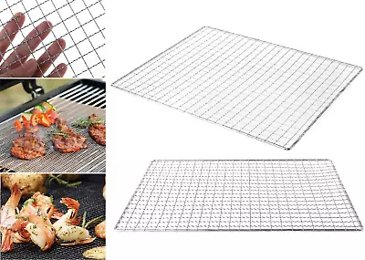 2PCS BBQ Grill Mesh Camping Cooking Hibachi Yakitori Stainless Steel 44x26cm • $35.45