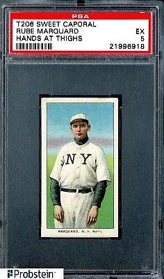 T206 Rube Marquard HOF Hands At Thighs New York Sweet Caporal 150 Subjects PSA 5 • $490