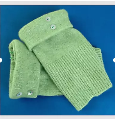 Fingerless Gloves Green 65% Cashmere 35% Merino Wool M - L Medium - Large Mitten • $34.98