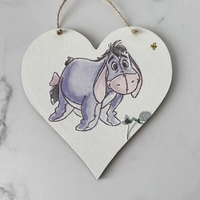 £4.99 • Buy Disney Eeyore Handmade Decoupaged Wooden Hanging Heart 12cm Winnie The Pooh