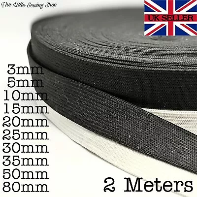 2 Meters  (78 ) Quality Flat Elastic Sewing Crafts Lingerie Black White 3-80mm • £2.40