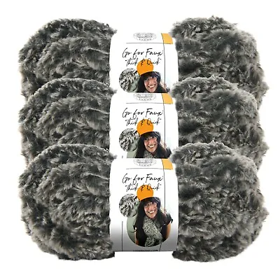 (3 Pack) Lion Brand Yarn 323-200BQ Go For Faux Thick & Quick Bulky Yarn Mink • $19.06