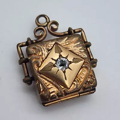 Victorian Paste Gold Filled Leaf Scroll - Watch Fob Locket Pendant - Mono  AJ  • £61.76