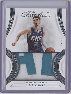 $85 • Buy Lamelo Ball 2021-22 Panini Flawless Game-worn Letter Patch 16/20 Hornets Nrmt 