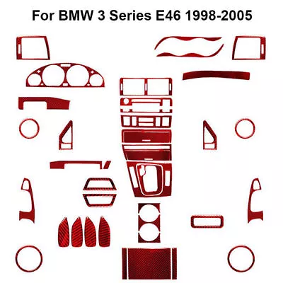 For BMW 3 Series M3 E46 Red Carbon Fiber Car Full Interior ​Kit Cover Trim 40Pcs • $180.09