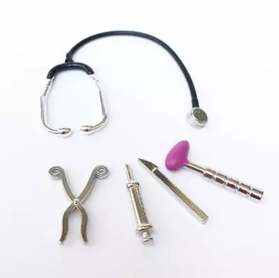 1/12 5PC Dollhouse Miniature Doctor Tools Medical Set Stethoscope Syringe Kit • $5.29