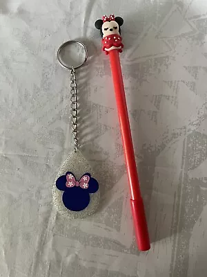 Minnie Mouse Keychain (Resin) And Pen (Gel Fine Tip) Set • $4