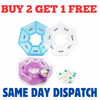 7 Day Weekly Daily Pill Box Medicine Organiser Storage Dispenser Week Tablet UK • £1.95