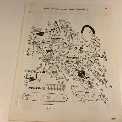 $24.99 • Buy 1976 Wright Model 111 12  14  Chain Saw Parts List 63311