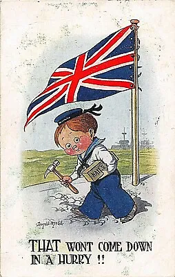 Postcard Comic - Donald Mcgill - Wwi - Little Boy - Union Jack - Nails • £8