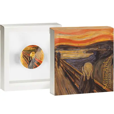 RARE 2 Oz Silver  The Scream  By Edvard Munch Gilded Colorized Prooflike Coin • $199