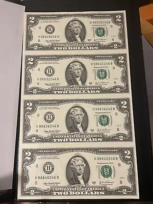 2003 A World Reserve Monetary Exchange Uncut Sheet $2 Notes W/ COA • $35