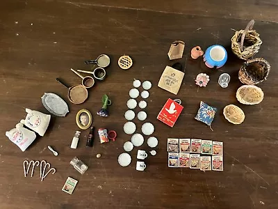 Lot Of Miscellaneous Dollhouse Miniature Accessories Food/Plates/Pots/Baskets • $20