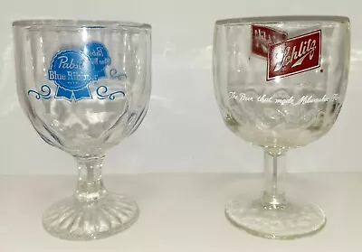 2- Pabst Blue Ribbon & Schlitz Beer Goblets/Glasses • $14.95