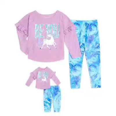 Girl 4-14 And 18  Doll Matching Pink Unicorn Pajamas Outfit Fit American Girl • $26.99
