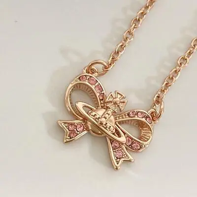 Vivienne Westwood Necklace Ribbon Heart Pink Gold W/drawstring  Included Box • $68.37