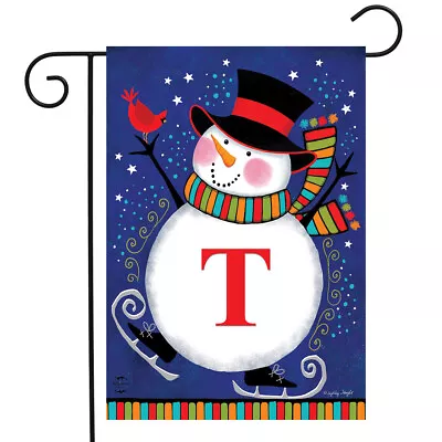 Winter Snowman Monogram Letter T Garden Flag Briarwood Lane 12.5  X 18  • $6.99