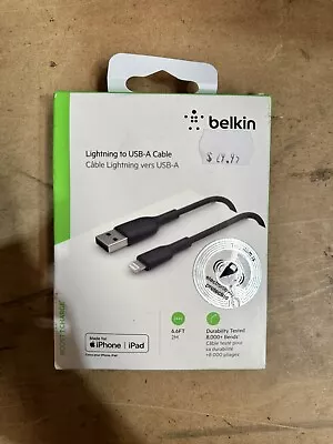 BELKIN BOOST CHARGE  MFi Certified IPhone To USB-A CABLE 2M BLACK Box 285 • $22.99