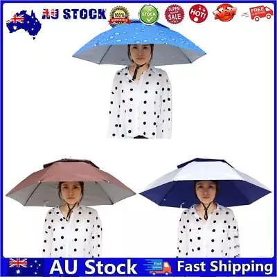 AU Outdoor Head-Mounted Foldable Fishing Cycling Shade Double Layer Umbrella Hat • $13.01
