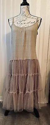 A’reve NEW XL Tea Length Drop Waist Dress W/ Tulle Skirt Boho Chic Versatile • $39