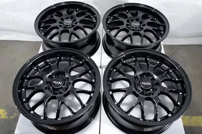 Kudo Racing Z16 16x7 5x100 5x114.3 +38mm Full Black W/Chrome Rivets Wheels Rims • $514