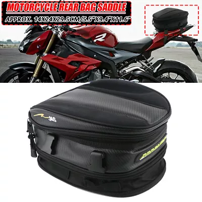 Motorcycle Rear Seat Bag Tail Back Saddle Helmet Pack Waterproof Oxford Cloth • $28.50