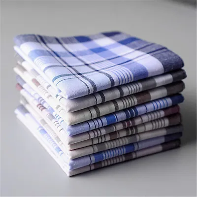 Cotton Plaid Men's Handkerchief Square Decorative Suits Grid Hanky 38*38cm Lot • £1.80