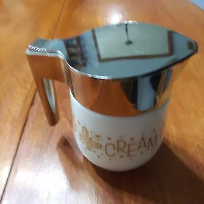 VTG Gemco Creamer Dispenser Milk Glass Gold Butterfly • $12