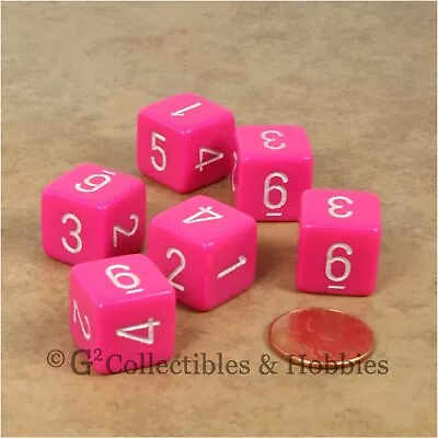 NEW Set Of 6 Pink With White Numbers D6 Six Sided RPG D&D Gaming Dice Chessex  • $5.99