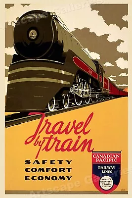 1940s Canadian Pacific Travel By Train Classic Railroad Travel Poster - 16x24 • $13.95