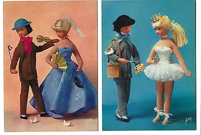 SET Of 2 Vtg Postcard PEYNET DOLL Latex Foam GLAMOUR FASHION Ball + Tutu Ballet • $6.25