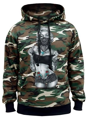 $26.99 • Buy Men's Marilyn Monroe Standing Bandana Camo Hoodie Sweater Hollywood Sexy Tattoo
