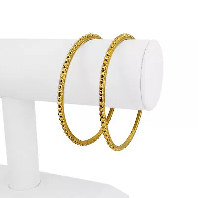 Pair Of 22k Yellow Gold 18g Diamond Cut Fancy Beaded Bangle Bracelets 7.5  • $2935.21