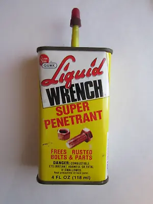 Vintage Liquid Wrench Super Penetrant Oil 4oz Tin Can Yellow  EMPTY • $5