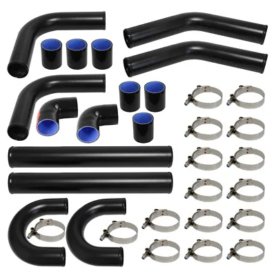 8Pcs L=450mm Universal 60mm Intercooler Turbo Boost Piping Pipe Hose Kit Black • $292.60