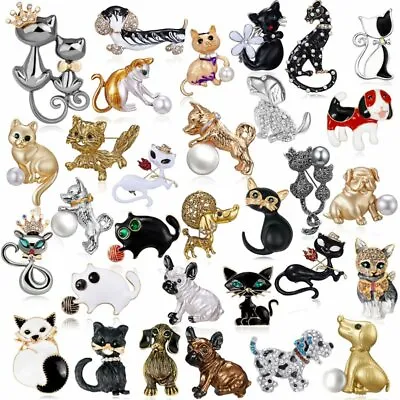 Charm Women Animals Crystal Puppy Dog Cat Brooch Pin Cute Party Jewelry Hot Gift • $1.49