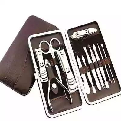 12PCS Pedicure / Manicure Set Nail Clippers Cleaner Cuticle Grooming Kit Case • $27.85