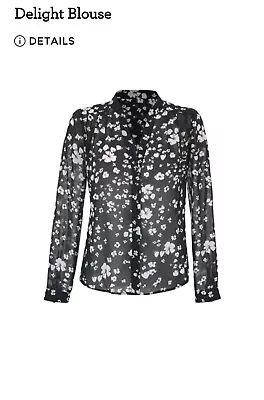 Cabi Delight Blouse Womens Large  Black White Floral Long Sleeve Button Up • $25