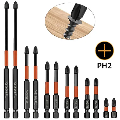 12Pcs Magnetic Anti-Slip Drill Bit Cross Head Impact Screwdriver Drills Bit Set • £6.09