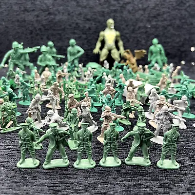 Vintage Army Men Small Soldiers Miniature War Toy Plastic Lot Set Of 100 Green • $93