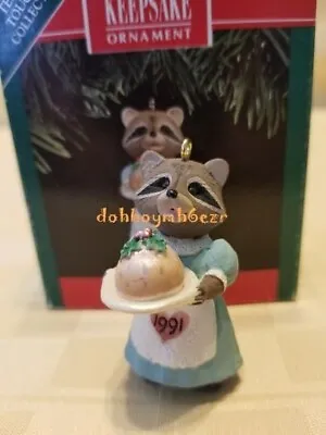 Hallmark 1991 Plum Delightful Raccoon Tender Touches Christmas Ornament • $8.99