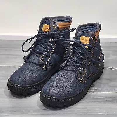 Levis Strauss Co Boots Size 8 Blue Denim Casual Outdoor Lace Up Boots • $29.99