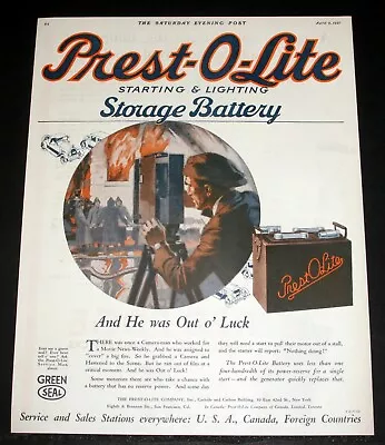 1921 Old Magazine Print Ad Prest-o-lite Storage Battery Camera-man Movie Art! • £12.64
