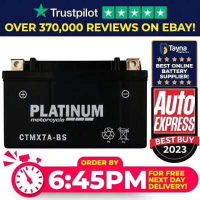 CTMX7A-BS PLATINUM AGM Motorcycle Battery Replaces YTX7A-BS • £25.24