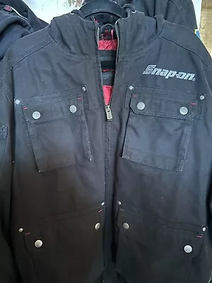 Snap-On Tools Workwear Jacket Black XLarge Heavy Duty Flag Patch Red Lining NEW • $171.30