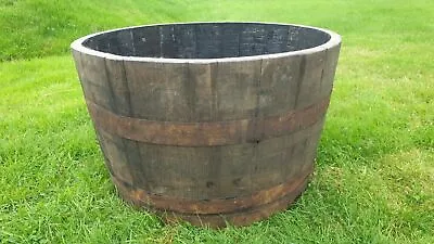 £42.49 • Buy Large Oak Half Whisky Barrel - Ice Bucket Fish Pond Lilly Water Feature Pot Tub 