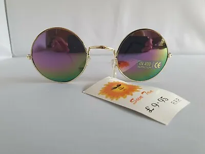 £2.95 • Buy Hippy Hippie Sunglasses UV Protection Mirrored 60s  Festival Round John Lennon